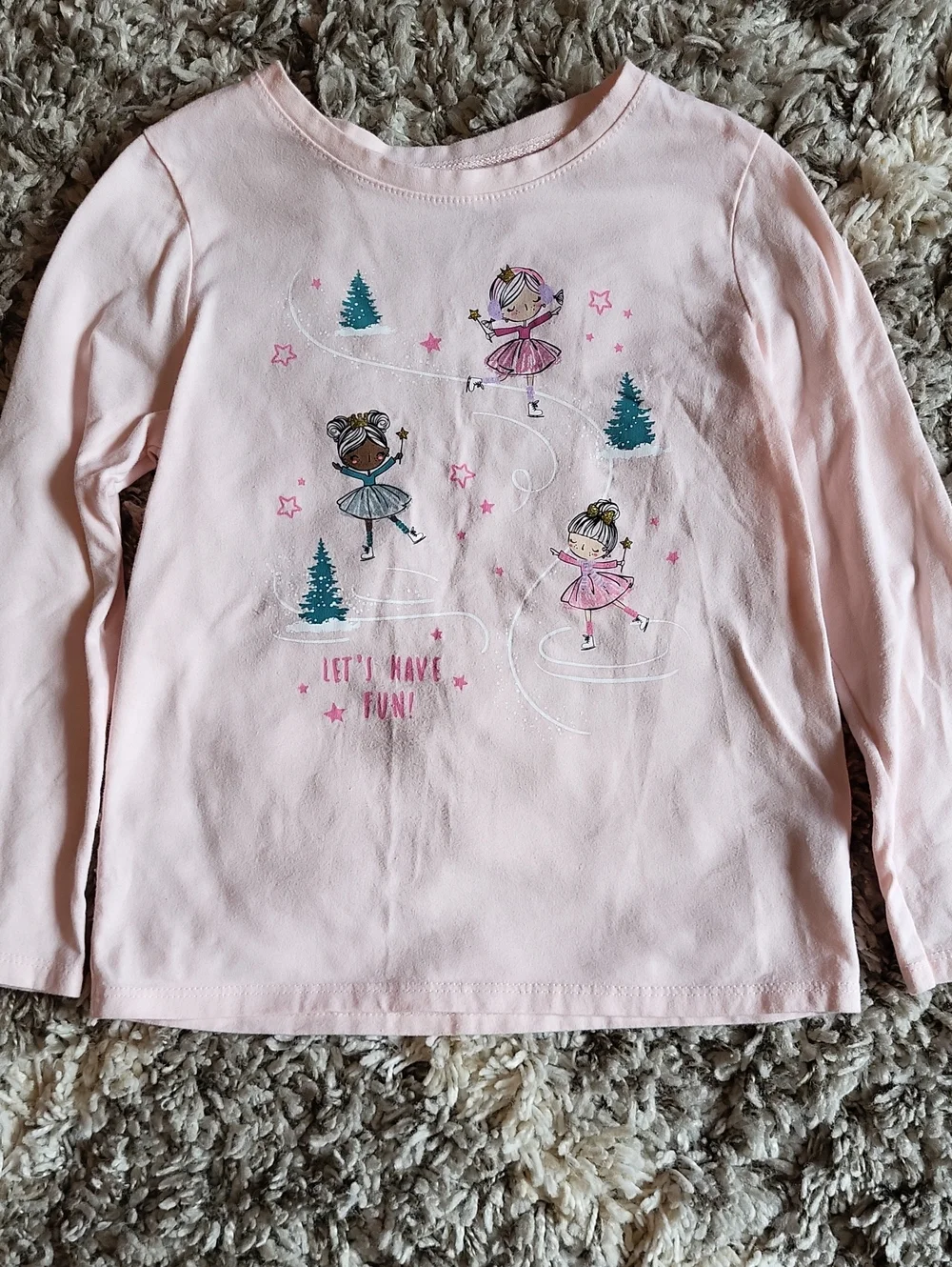 Garanimals Pink Long-Sleeve Tee with Ice Skater Girls Graphic